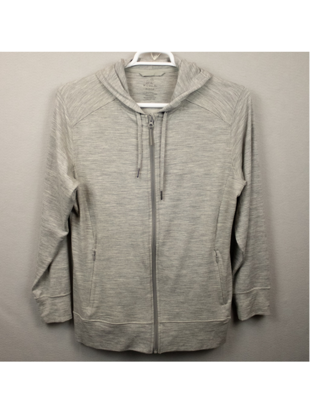Woolx grey wool blend full zip hoodie jacket-XL
